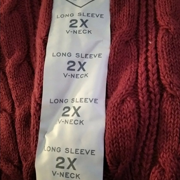 New!!St John’s Bay Cotton Cable Knit Women's Sweater V-Neck Size 2X red pepper - Picture 2 of 7